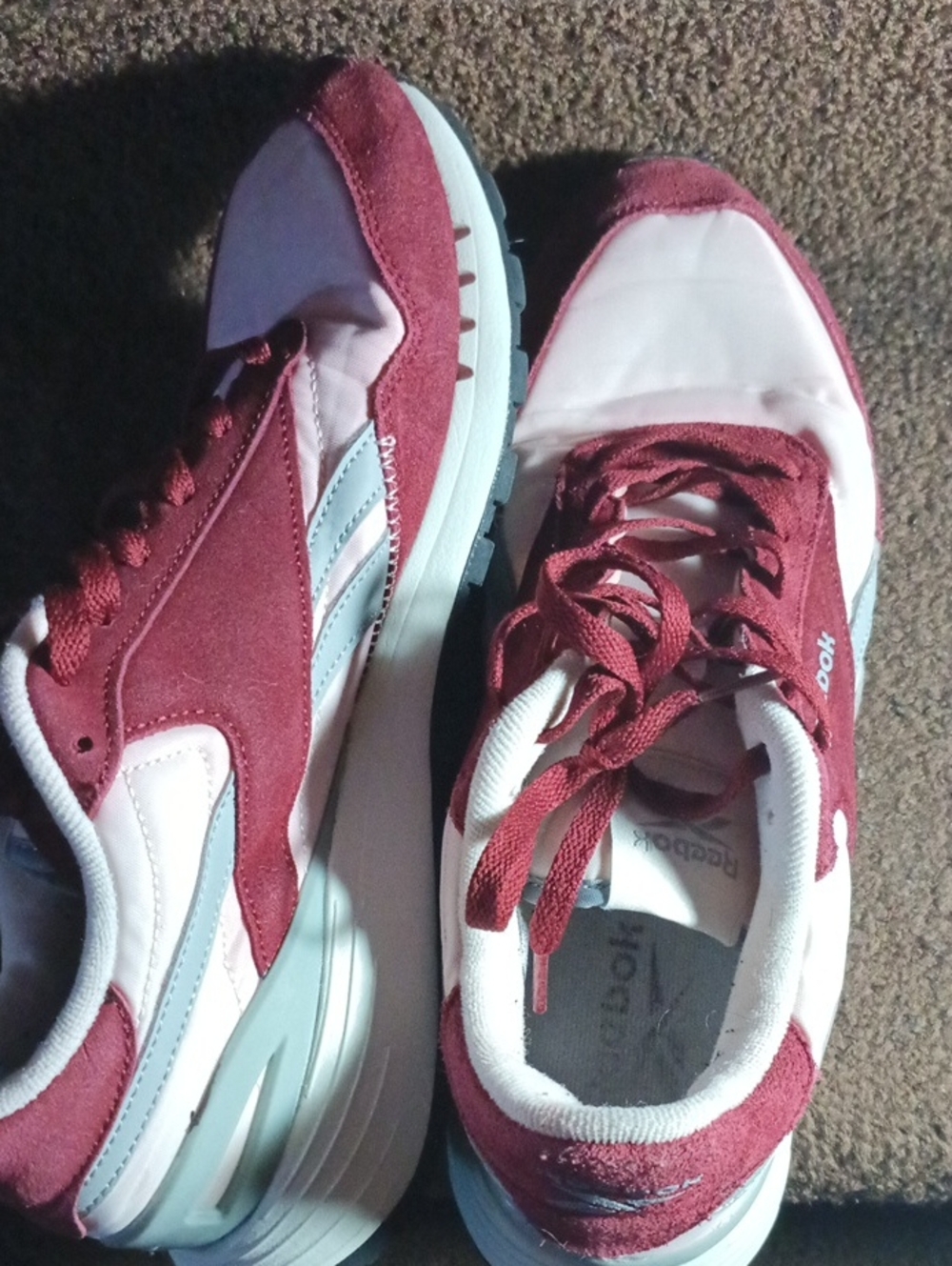 Reebok Women's Burgundy and Light Pink Suede Athletic Sneakers